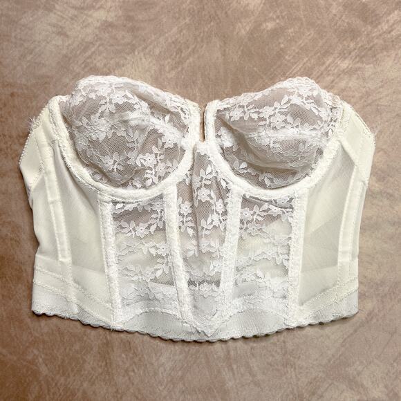 Vintage 80s Backless Young Smoothie Floral Lace Corset Bustier Top Lingerie - Picture 6 of 6